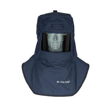 Anti-Fog Arc Flash Hood, Universal, Navy Blue, Fabric, 42 cal/cm2 