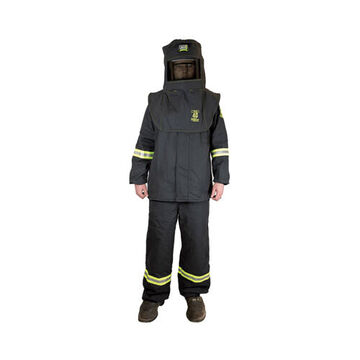 Résistant aux flammes, Kit de combinaison Arc Flash haute visibilité, 2X-Large, Noir, Aramide, 46 cal/cm2