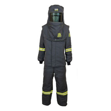 Anti-Fog Arc Flash Suit Kit, X-Large, 24 in x 18 in x 12 in, Black, Aramid, 140 cal/cm2 