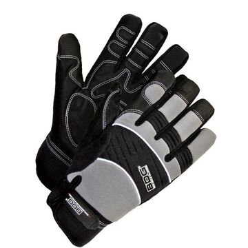 Mechanic, Heavy Duty Performance, Leather Gloves, Black/gray, Spandex Backing
