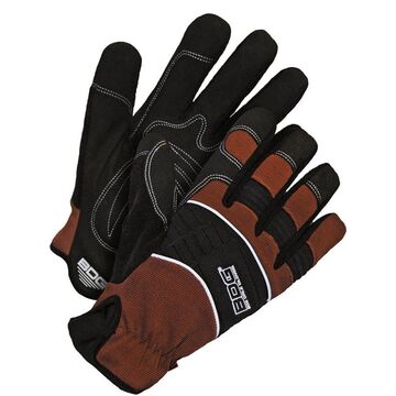 Mechanic, Durable Performance Impact, Leather Gloves, Brown, Spandex Backing