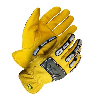 Leather Gloves, Driver, Specialty Performance, Yellow Cuff/backing, Grain Goatskin Backing
