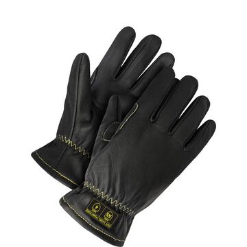Driver Gloves, 3X-Large, Goatskin Grain Leather Palm, Black, Left and Right Hand, Kevlar Stitched