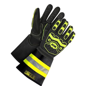 Gloves Driver, Hi-viz/reflective, Leather Black, Grain Goatskin Backing