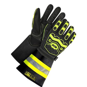 Driver, Hi-viz/reflective, Leather Gloves, Black, Goatskin Backing