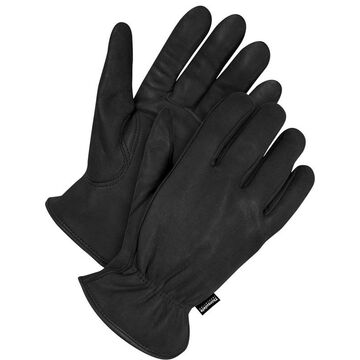 Gloves Driver, Leather, Black, Grain Deerskin Backing
