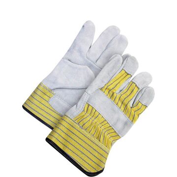 Ajusteur, gants en cuir, No. 10/grand, bleu/jaune, support en coton