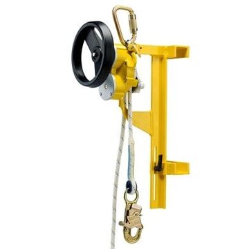 Evacuation/Escape Rescue and Descent Device, 50 ft Length, 130 to 310 lb 1 Person, 130 to 620 lb 2 Person Load Capacity, Aluminum Housing, Yellow Color, 11.95 lb Weight