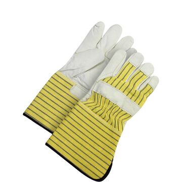 Fitter, Leather Gloves, No. 11/Large, Blue/Yellow, Cotton/Canvas Backing