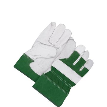 Ajusteur, gants en cuir, No. 11/grand, vert, support en coton/toile