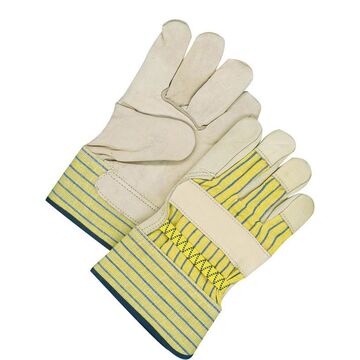 Gloves Fitter, Leather, Blue/yellow, Cotton/canvas Backing