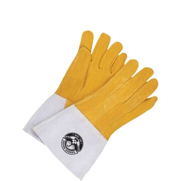 Tig Welder, Leather Gloves, Yellow, Deerskin Backing
