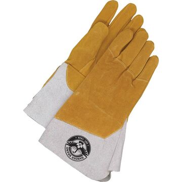 Leather Gloves Tig Welder, Heavy Split, Tan, Moosehide Backing