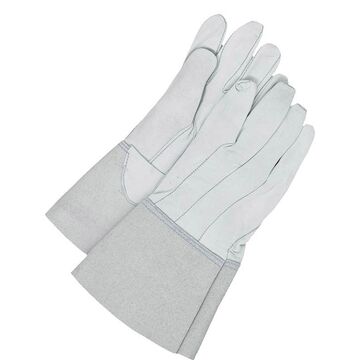 Tig Welder, Leather Gloves, White, Grain Sheepskin Backing