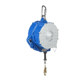 Self-Retracting Lifeline, Aluminum and Stainless Steel Housing, Blue, Gray, 3/16 in x 130 ft, 75 to 310 lb, For Oil and Gas