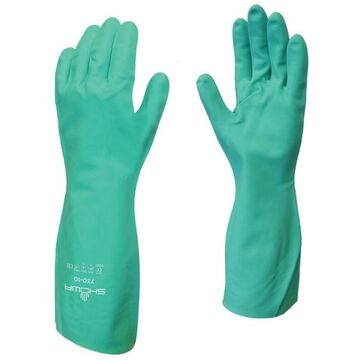 Glove Green Size 6-11 Nitrile Flock Lined 730