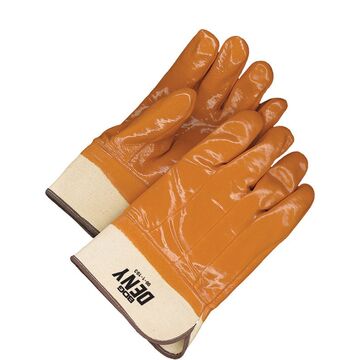 Coated Gloves, One Size, Brown, Single Dipped PVC/Cotton Backing