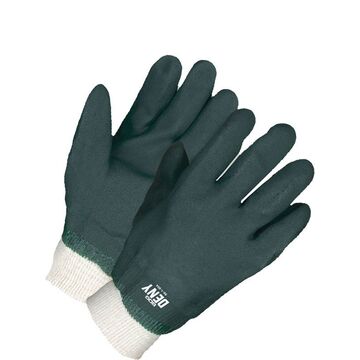 Coated Gloves, One Size, Green, Double Dipped PVC Backing