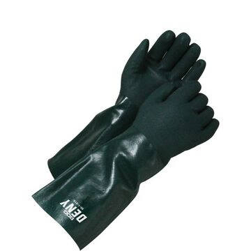 Coated Gloves, One Size, Green, Double Dipped PVC Backing