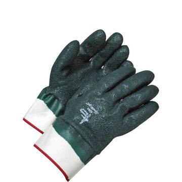 Coated Gloves, One Size, Green, Single Dipped PVC Backing