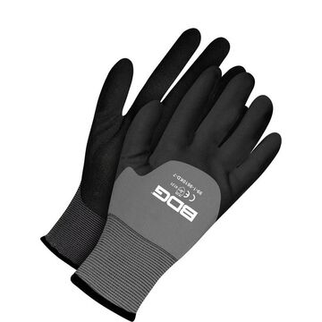 Coated Gloves, Black/gray, 15 Ga Nylon/spandex Backing