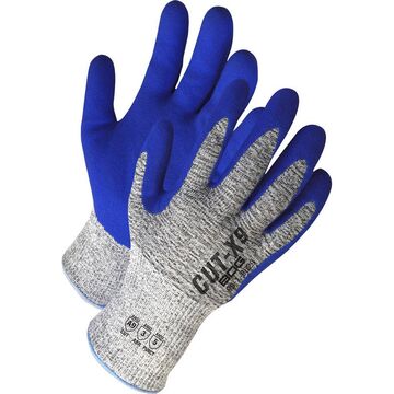 Coated Gloves, Gray/blue, Tungsten Hppe Backing