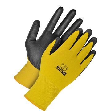 Coated Gloves, Black/yellow, 18 Ga Kevlar Backing
