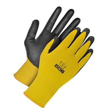 Gants enduits, No. 8, noir/jaune, support en Kevlar de calibre 18