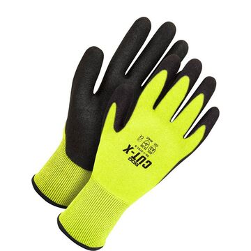 Gants enduits haute visibilité, noir/jaune, support HPPE calibre 13