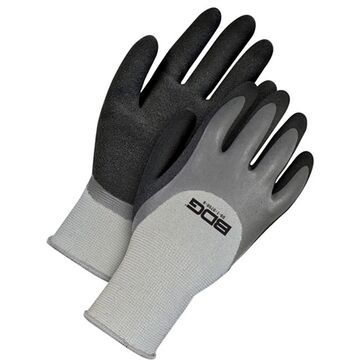 Coated Gloves, Black/gray, Nylon Backing