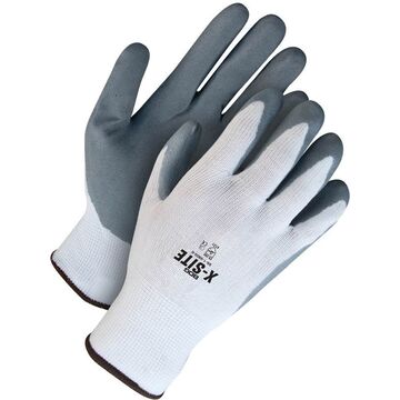 Coated Gloves, Gray/white, Nylon Backing