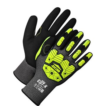 Hi-viz, Heavy Duty, Coated Gloves, Yellow/gray, 7 Ga Hppe, Tpr Backing