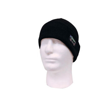 Tuque pliée en tricot côtelé, 49,5% Kermel®, 49,5% rayonne FR, noir, taille unique