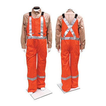 Bib Pant, 38 to 40 in Waist, Orange, 88% Cotton, 12% High Tenacity Nylon