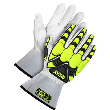 Driver Gloves, 3X-Large, Goatskin Grain Leather Palm, White, Left and Right Hand, Kevlar Stitched