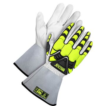 Driver Gloves, 3X-Large, Goatskin Grain Leather Palm, White, Left and Right Hand, Kevlar Stitched