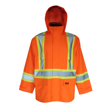 Rain Jacket Handyman Orange With Reflective Stripe