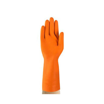 Chemical Resistant Safety Gloves, No. 10, Orange, Natural Latex Rubber