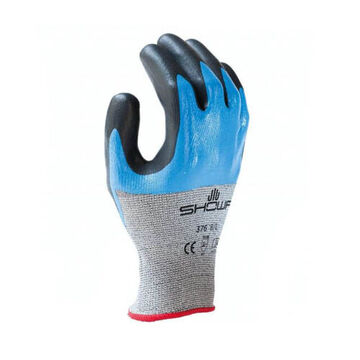 Gants enduits à usage général, No. 8/grand, noir, bleu, mousse de nitrile, polyester, 9 pouce