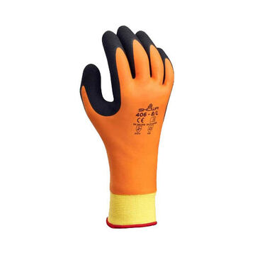 General Purpose Coated Gloves, No.10/Large, Black/Orange, Latex Foam, Nylon/Polyester, 11 in