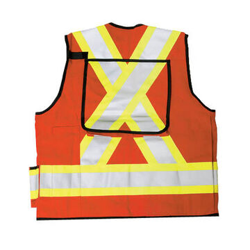 Surveyor High-Visibility  Safety Vests, 3-Xlarge, 600D Polyester, Orange