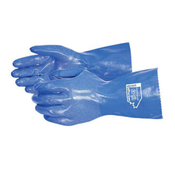 Coated Gloves, Blue, Nitrile/cotton Jersey