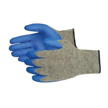 Coated Gloves, Large, Blue/Green, Kevlar/Steel Wire-Core and Polyester