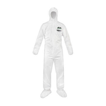 Disposable Protective Coverall, 2X-Large, White, Zipper Closure