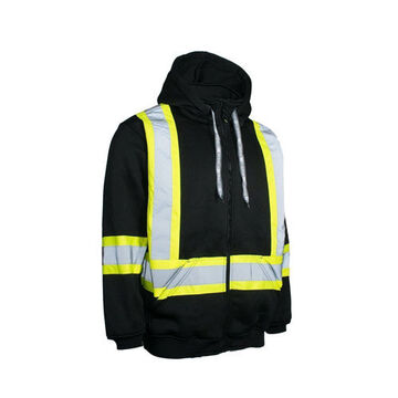 Safety Hoodie, 2X-Large, Black, Polyester