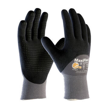 Coated Gloves, Large, Grey/black, Nitrile, Nylon, 8.9 In