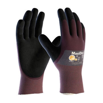 Coated Gloves, Large, Purple/Black, Nitrile, Nylon/Elastane, 9.8 in