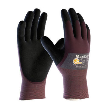 Gants enduits, grand, violet/noir, nitrile, nylon/élasthanne, 9.8 pouce