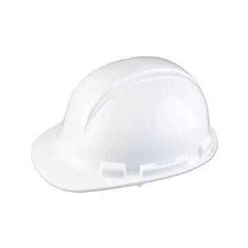 Cap Style Hard Hat, HDPE, White, Ratchet Nylon Adjustment