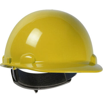 Cap Style Hard Hat, HDPE, Yellow, Ratchet Nylon Adjustment